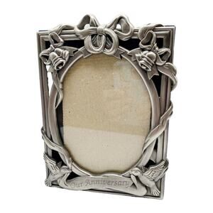 Photo Album Pewter Finish Anniversary Frame Holds 80 4x6 Photos Wedding Gift